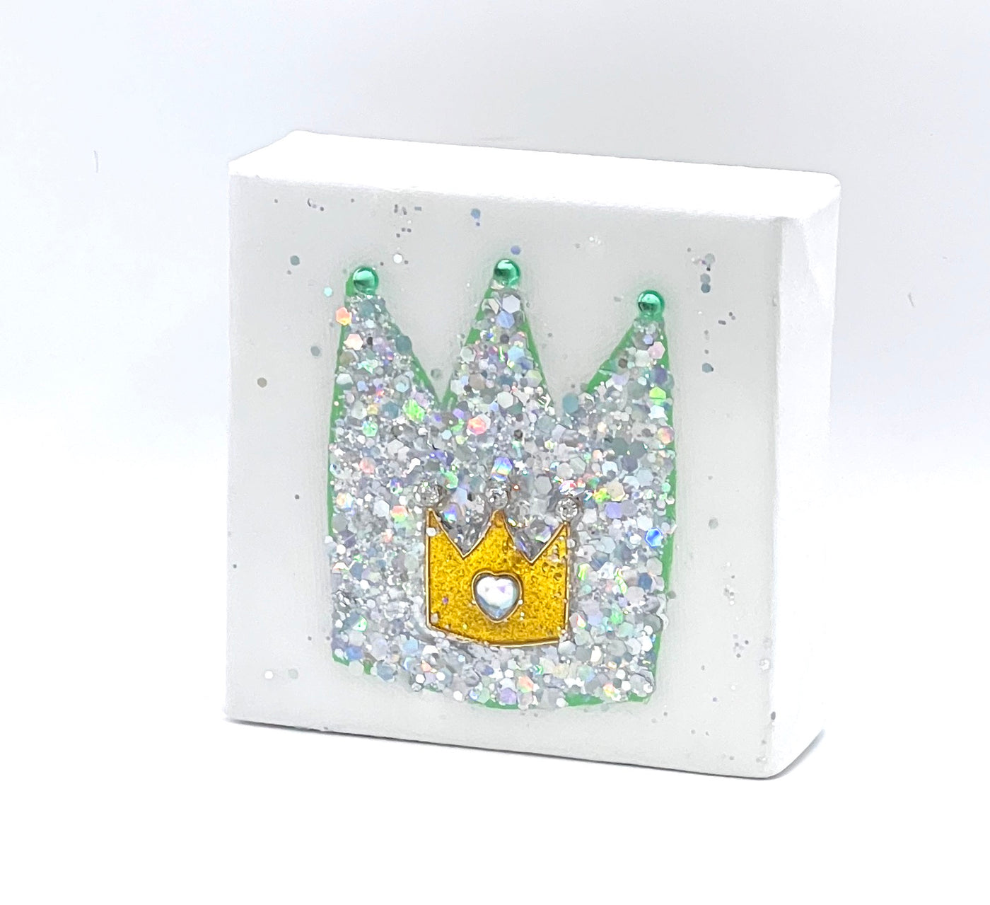 Silver Crown - Green- Swarovski Crystals