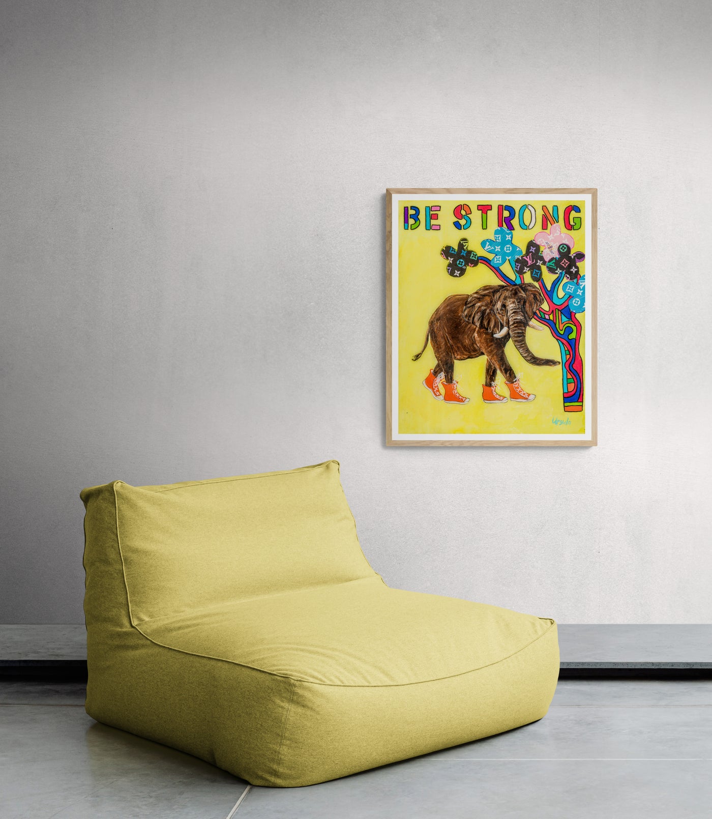 ART PRINT - THE YELLOW ELEPHANT LEADS THE WAY
