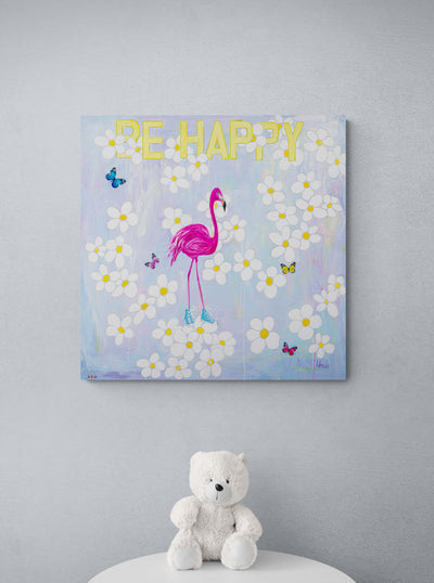 ART PRINT - FLAMINGO AND BUTTERFLIES